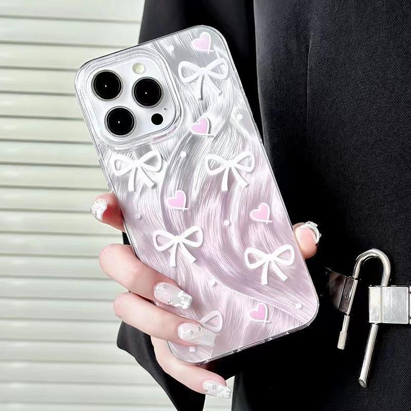 Gradual change pink bow AL for Apple 11promax mobile phone case hard case 11 11 11 cartoon large hole 11XS