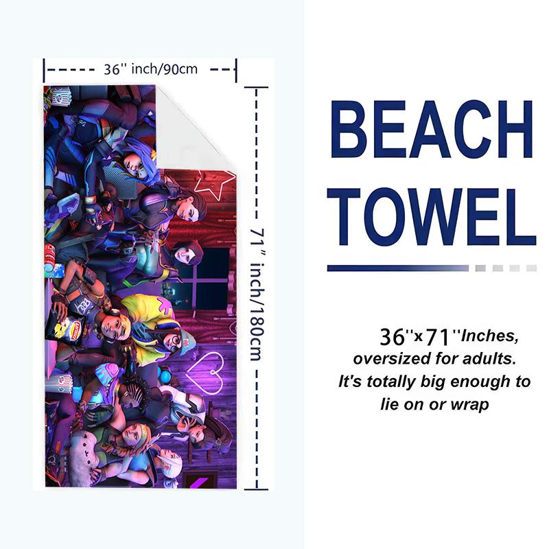 Valorant Print Beach Towel, Large Soft Quick Dry Towel for Beach Camping Swimming