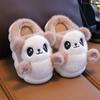 Novos chinelos de inverno para casa, sapatos de panda para meninas, chinelos quentes para casa, animais de pele, mulas fofas para crianças, sapatos de chão internos kawaii
