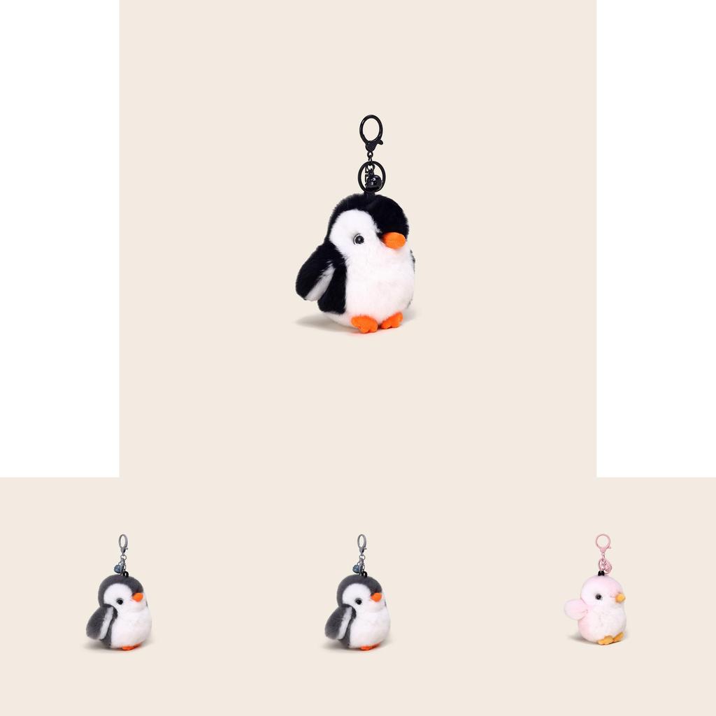 Plush Penguin Keychain With Real Mink Fur For Collectors And Giftgiving