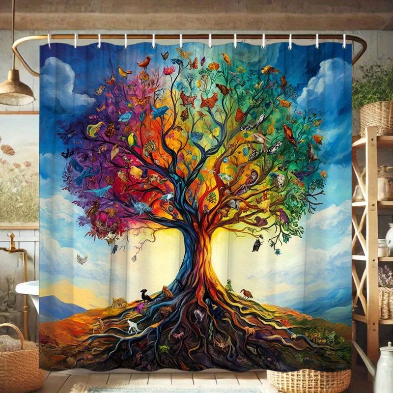 

Rainbow Tree Of Life Waterproof Shower Curtain For Bathroom Decor, Unique Art Design, Vibrant Colors, Modern Fashion W60H190(CM)-1 Pcs