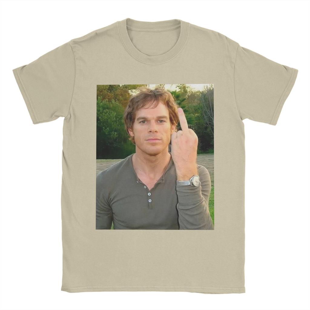 Pánské tričko Dexter Morgan ukazuje prostředníček Novinka Bavlněná trička Krátký rukáv Trička Kulatý výstřih Topy Nadměrná velikost