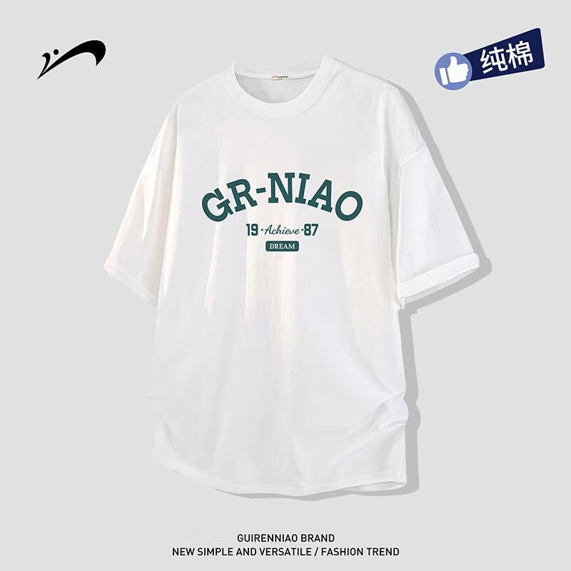 Guirenniao Unisex American Style Letter Print Short Sleeve T-Shirt S