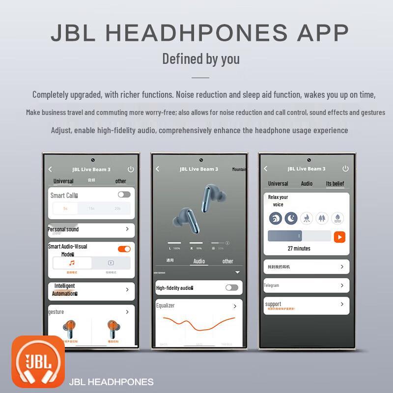 JBL LIVE BEAM 3 True Wireless Noise-Cancelling Earbuds with Smart Charging Case