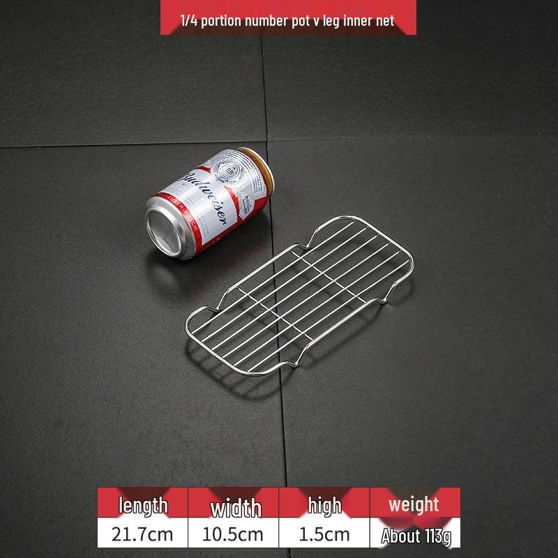 Rektangulært grillnett og tørkestativ i rustfritt stål med V-bendesign