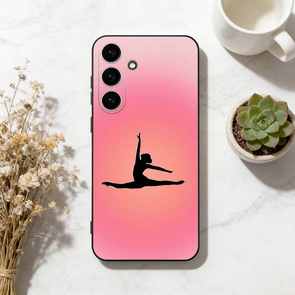 GYM Girl Gymnastic Phone Case For Samsung Galaxy A73,A72,A71,A70,A53,A52,A51,Soft Silicone Black Cover