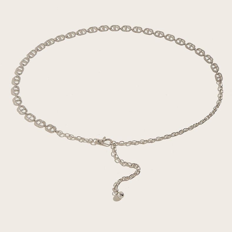 Cd Rhinestone Shape Waist Chain Metal Accessories Dress Waist Chain Decoration