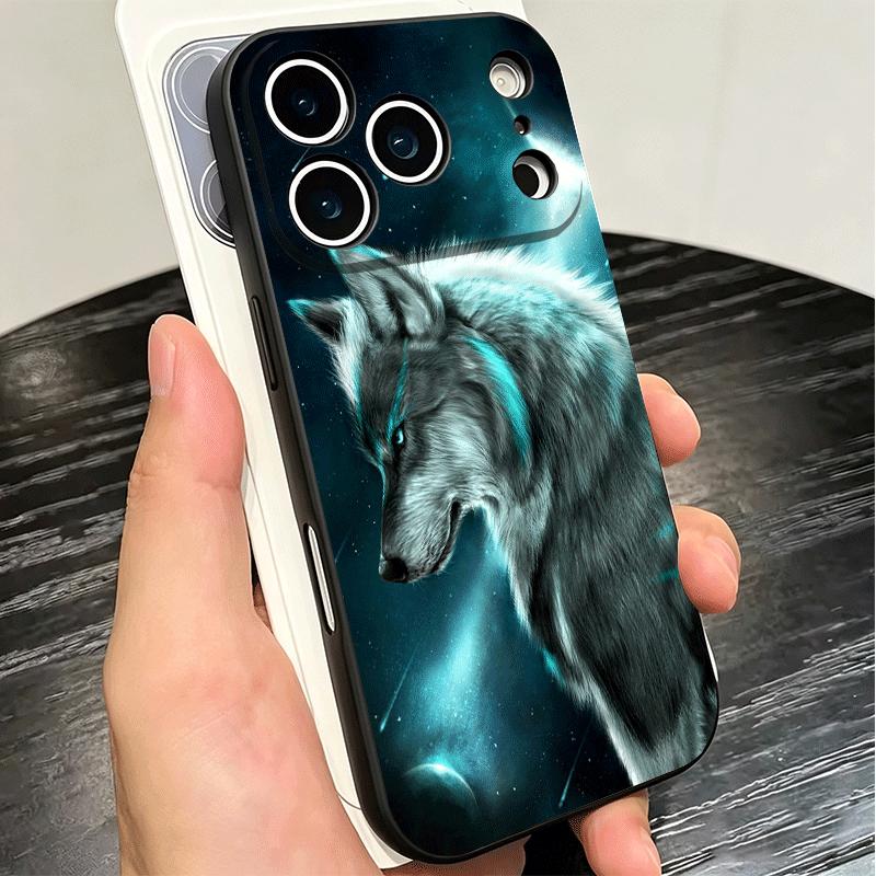 Wolf Moon Animal Soft Phone Case for iPhone 16 16E 17 Air 15 Pro Max 14 Plus 13 Mini 11 12 7 Black Cover Back Shell