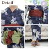 Yukata Checkered Beautiful Japanese Heiko Thong Geta One Size Fits Most [RAVIR] Women's 3-piece Set, Pattern, Peonies, Noble, Clothing, Fluffy, Obi,
