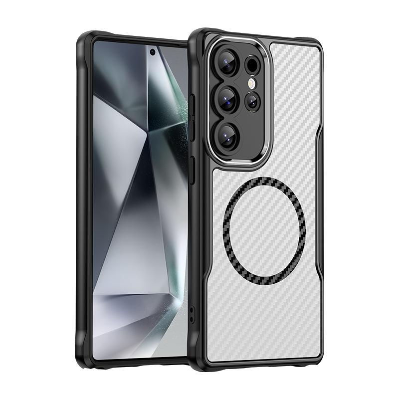 

Samsung Galaxy S25 Ultra Case, Magnetic Carbon Fiber Transparent Phone Case Cover for Samsung Galaxy S25 Ultra чёрный