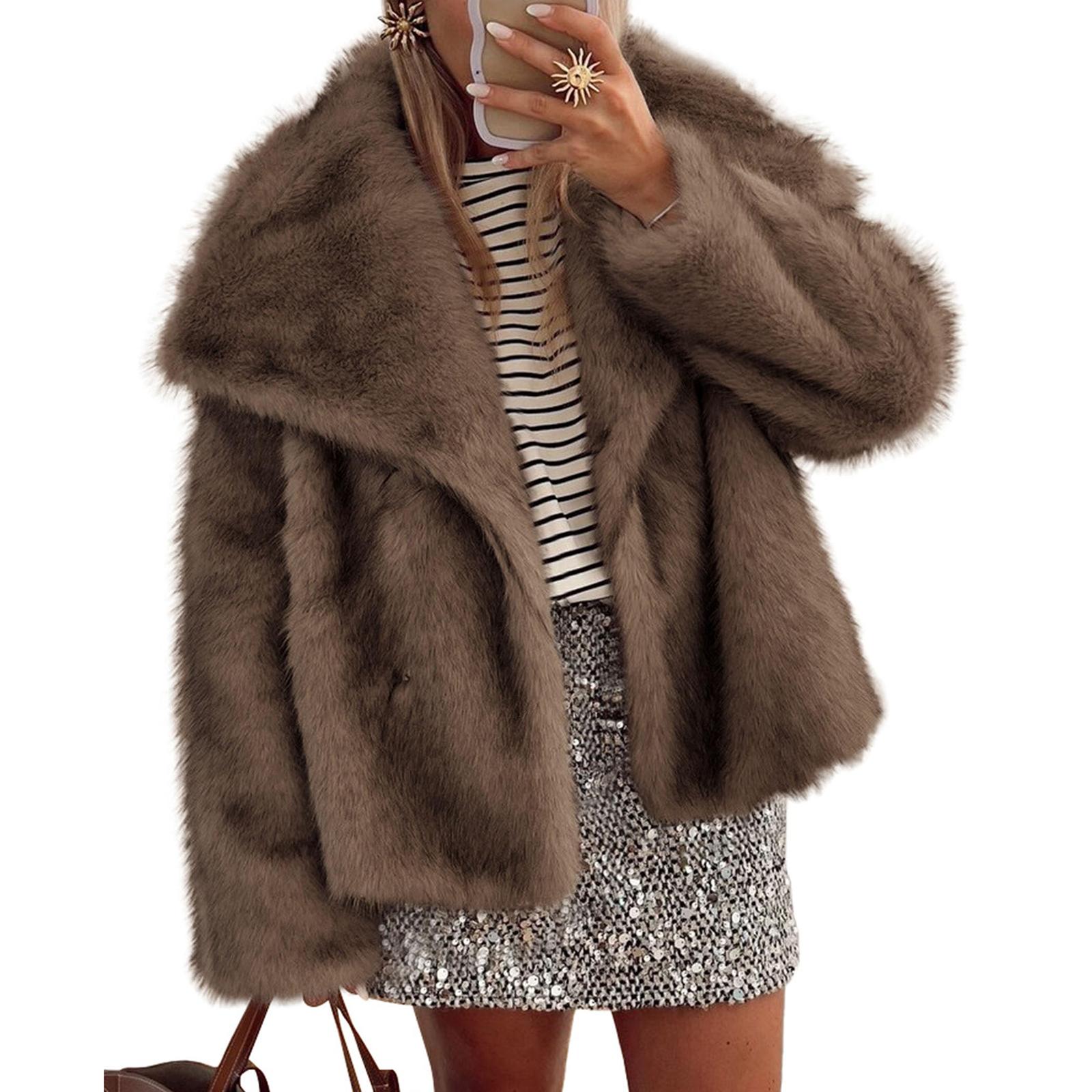 

Женская модная толстовка с длинными рукавами из экологичного флиса, однотонная, теплая, премиальная, укороченная куртка M коричневый