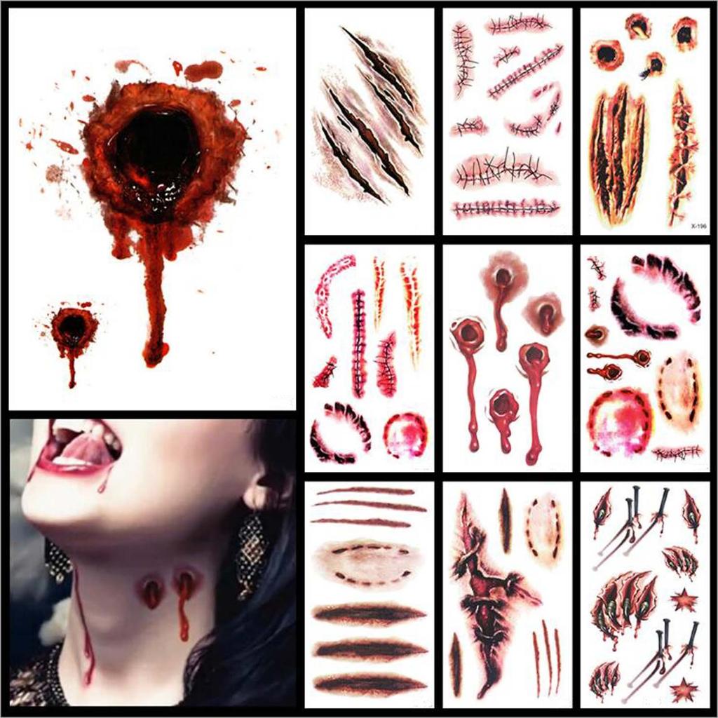 Halloween Bullet Hole Wound  Sticker Scar Zombie' Makeup Sticker