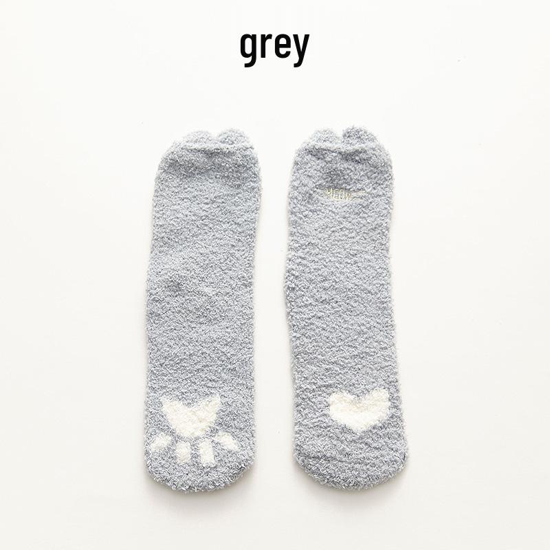 Women's Thick Coral Fleece Mid-Tube Socks: Warm, Non-Shedding, Solid Color – Perfect for Maternity and Floor Wear