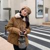 Winter lamb wool lapel neck cotton-padded clothes women's short new cotton-padded clothes fashion cotton-padded jackets loose coats