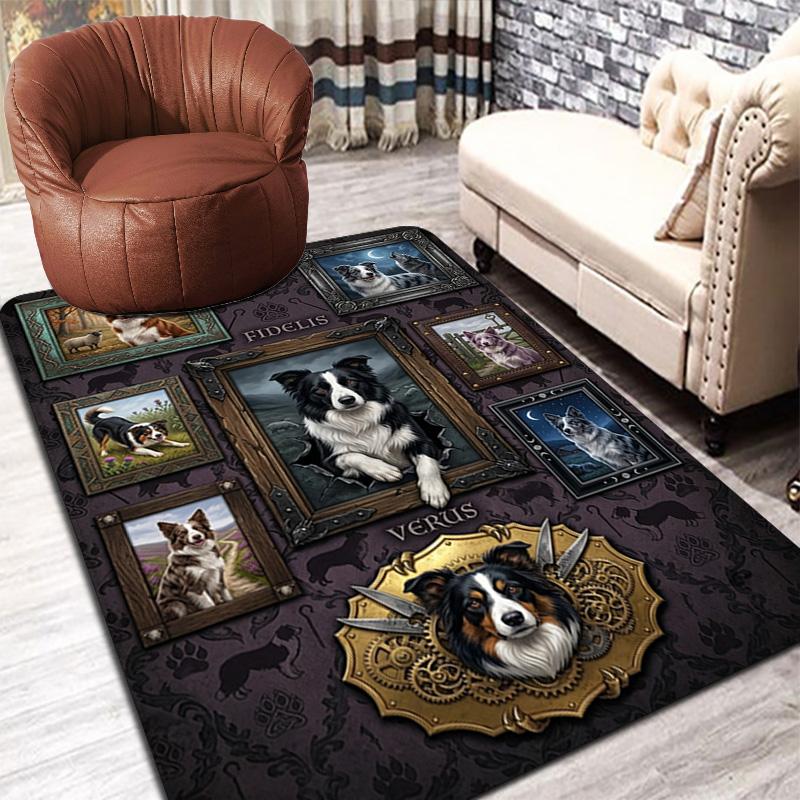 Dog Portraits Gallery Pattern Rug Floor Mat for Living Room or Bedroom Soft and Comfortable Carpet a Gift for Birthday and Holiday.