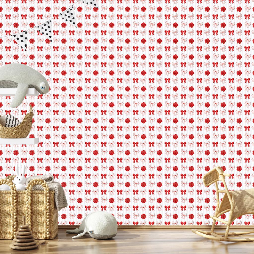 Christmas wallpaper mint white and coral motifs 50x1000