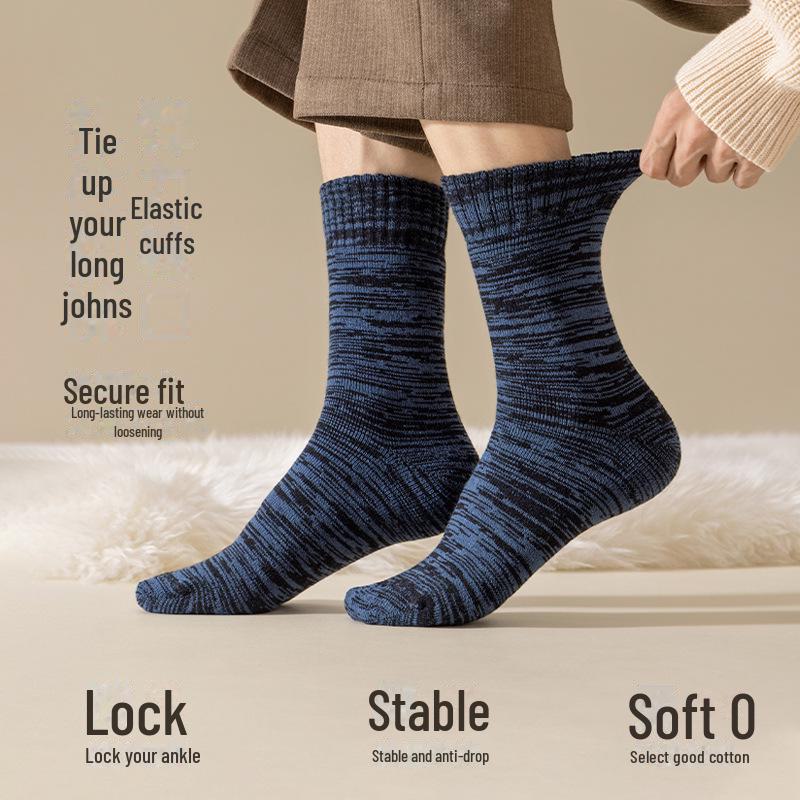 Men's Thick Plush Mid-Tube Socks - 70g Warm Winter Floor Socks.