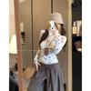 Kumikumi Design Puppy Print Long Sleeves Shirt Women Autumn Loose Slimming Casual Pants Trousers Two-piece Set
