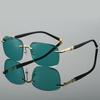 Rimless Square Sunglasses Men New Fashion Vintage Solid Color Casual Shades Women Trendy Luxury Brand Design Sun Glasses
