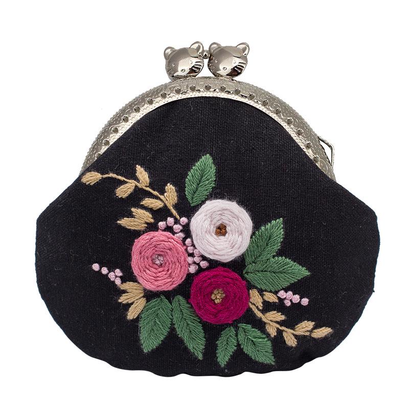 Lu Embroidery Floral Coin Purse DIY Kit: 3D Beginner's Handmade European Design