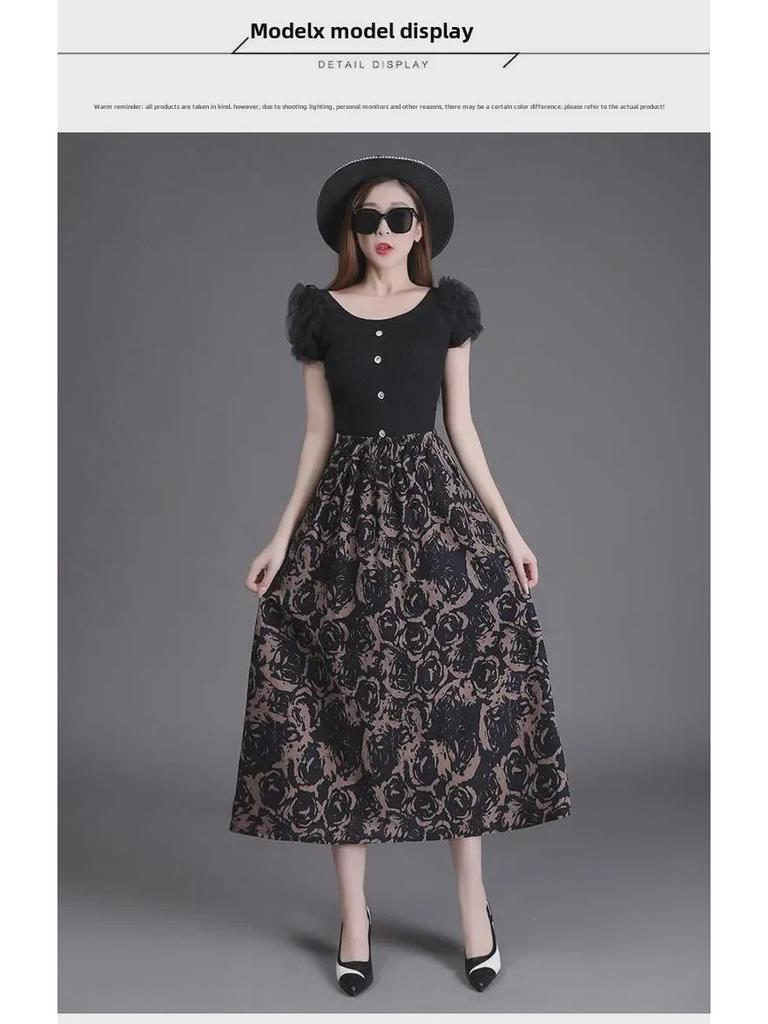 Dámská bohémská květinová áčková midi sukně z bavlny a lnu