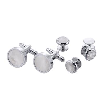Natural Pearl Shell K Gold Cufflinks Six-Piece Set High-End Tuxedo Men'S Deep Sea Fritillary Cufflinks Set Sleeve Spikes
