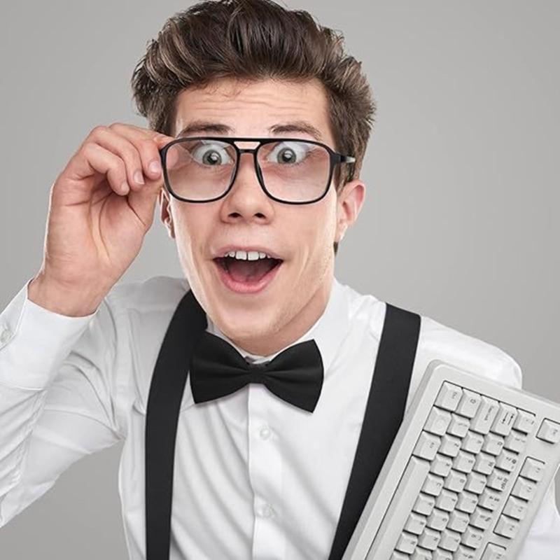 Halloween Bookish Costume Accessories Adjustable Men Brace with Bowtie Eyeglasses for Men Women Halloween Masquerade