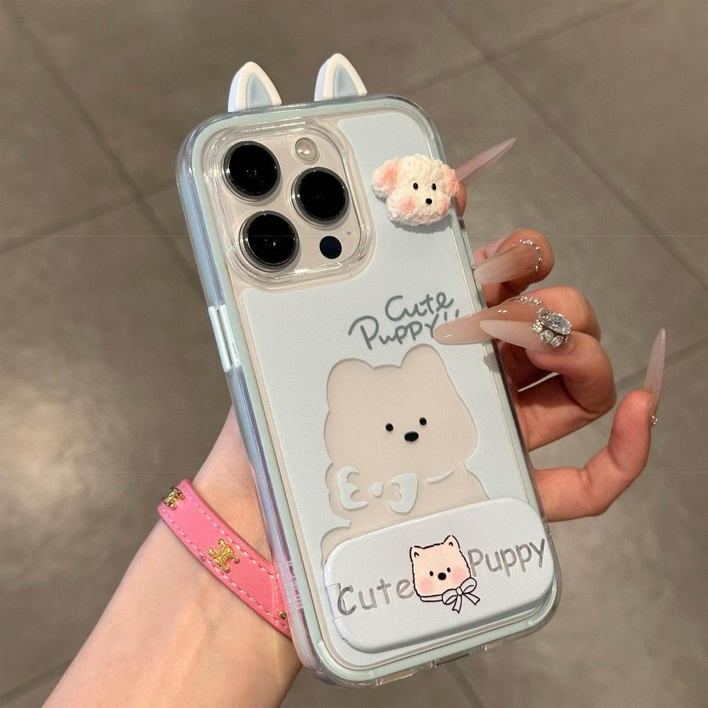 Hollow cute puppy suitable for Apple 17/16pro contrasting color mobile phone case ins spring anti-drop iPhone15 women