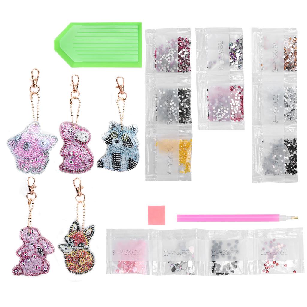 Sada klíčenky s diamantovou malbou Stylový přívěsek Kreslený DIY Vyšívací řemeslo Dekorace
