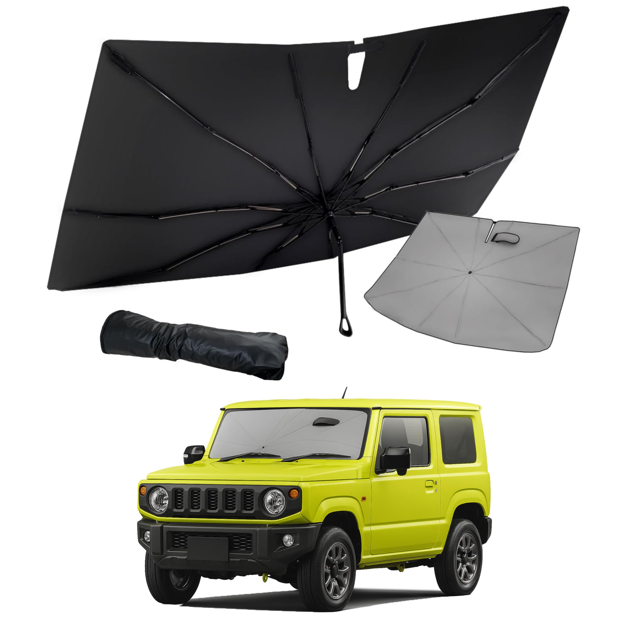 

SunYard Compatible with Jimny Silicone Grip Car Sun Easy Storage Bag Compact Design (2025 Model) - JB64W/74W, Umbrella-Style Sunshade, Protection, чёрный