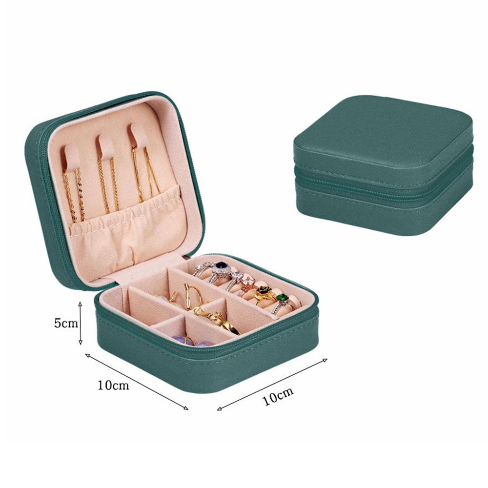 Portable Leather Jewelry Storage Box - Travel Organizer for Earrings, Necklace & Ring