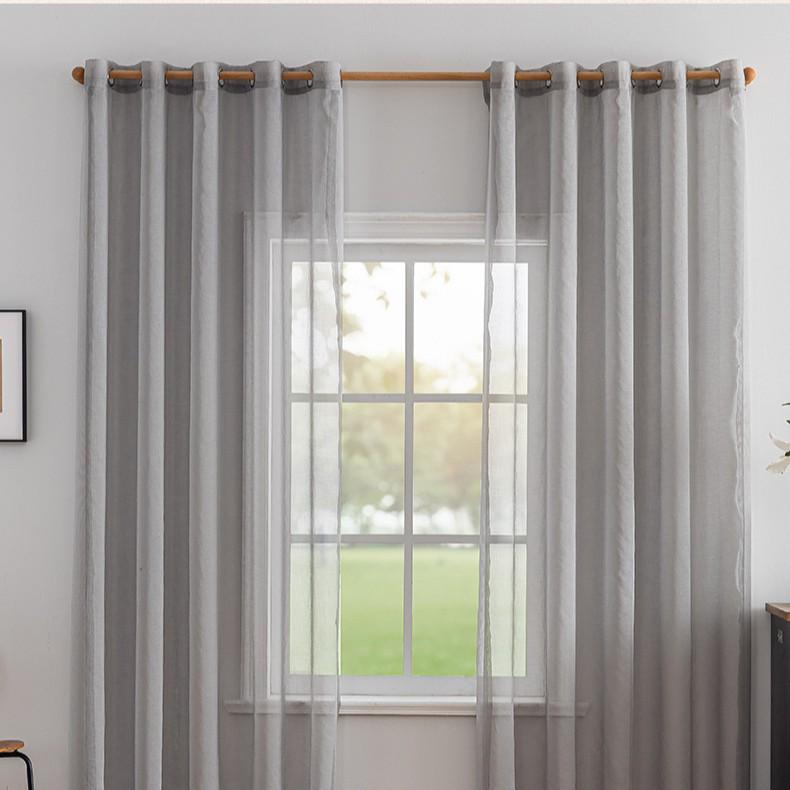 Cremefarbene Leinenmischung Transparente Vorhänge für Schlafzimmer und Wohnzimmer