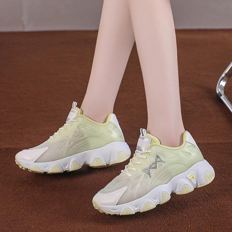 

Модная обувь женская 2025 горячая распродажа шнуровка женские вулканизированные туфли модная цветовая гамма повседневная уличная бестселлер дышащие кроссовки 40 жёлтый