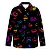 Men's Long Sleeve Button-Down Halloween Print Shirt for Casual Party Wear