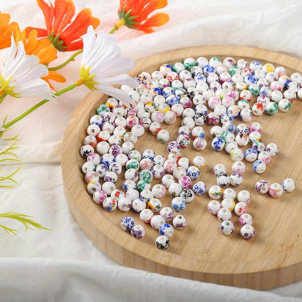 30/50pcs Ceramic Material Ink Painting Style Decoration Bead Flower Ceramic Bead Craft Bead Bracelet Bead DIY Bracelet Necklace Pendant Foot Chain