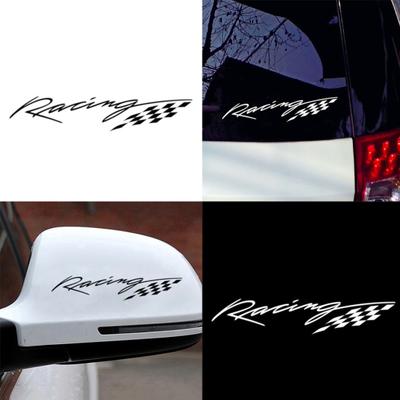 Adesivo decorativo riflettente per auto con bandiera a lettere da corsa, decalcomania per moto
