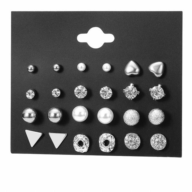 IF ME Korean Geometric Tassel Earring Set Simple Retro Leaf Heart Gold Earrings Jewelry Accessories