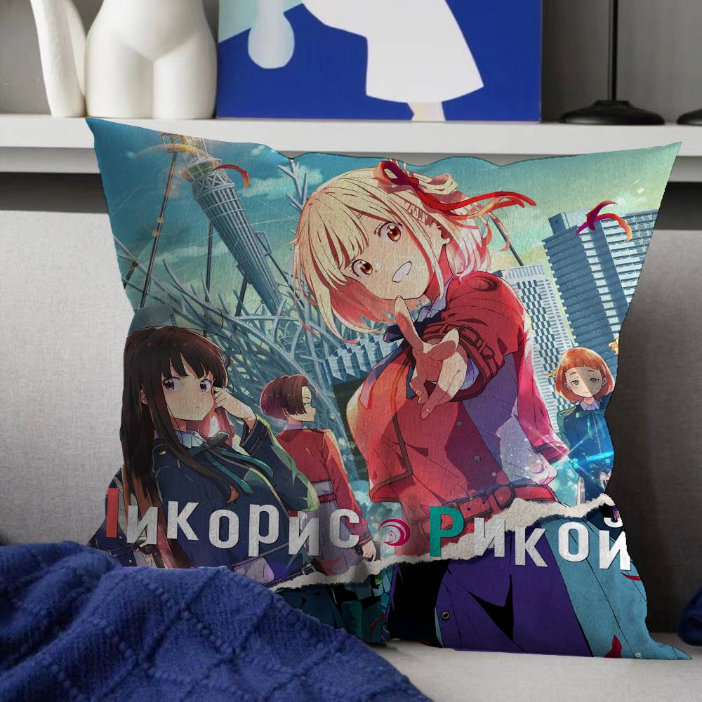 

Lycoris Recoil Office Cushion Pillowcase Car Cushion Cover45X45CM Lumbar Pillowcase Sofa Pillowcover 30x30 cm