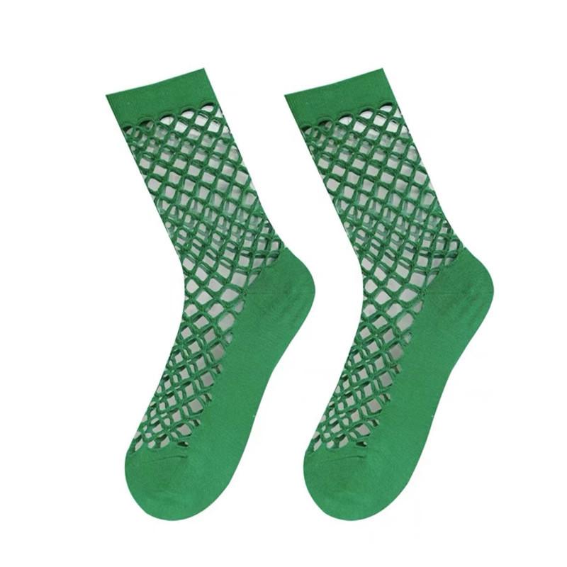 

Женские летние тонкие новые однотонные сетчатые полые дышащие носки-трубы с отверстиями 1 pair зелёный