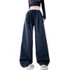 Damen High Waist Color Block Karomuster Weitbeinige Hosen für Frühling/Herbst - Lockere Passform, Kundenspezifische Länge, Gerades Bein, Casual-Stil