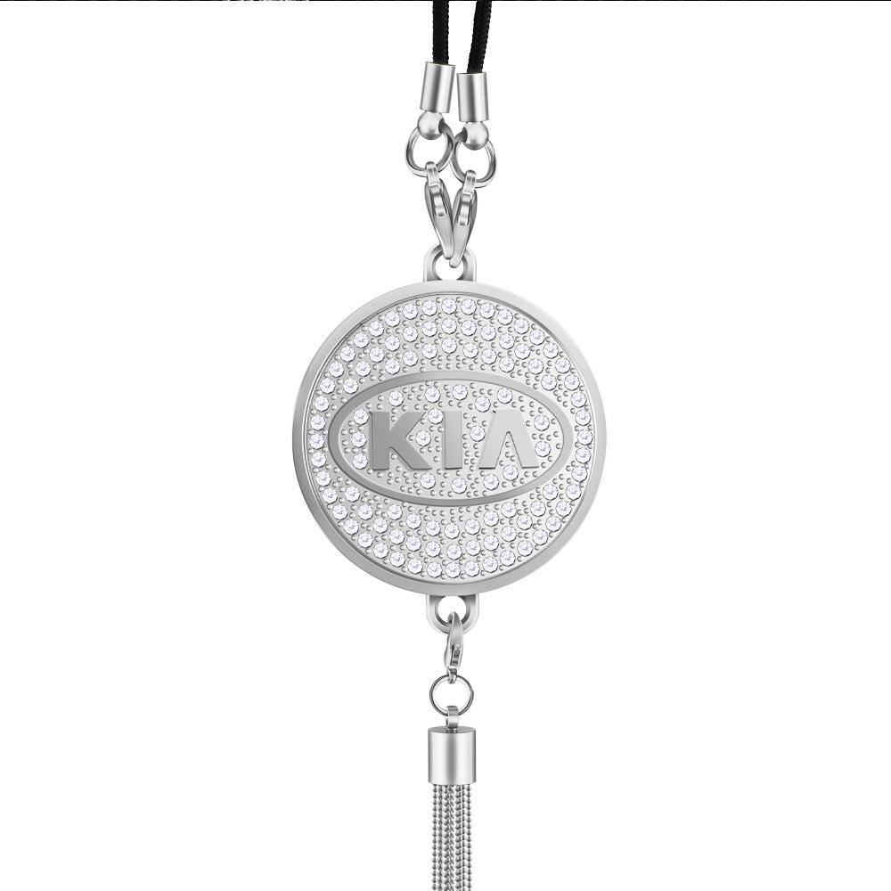 

2026 Hot Car Sticker Car Accessories Zinc Alloy Diamond Logo Auto Rearview Mirror Pendant For Kia Rio Picanto Sportage Niro Morn срібний
