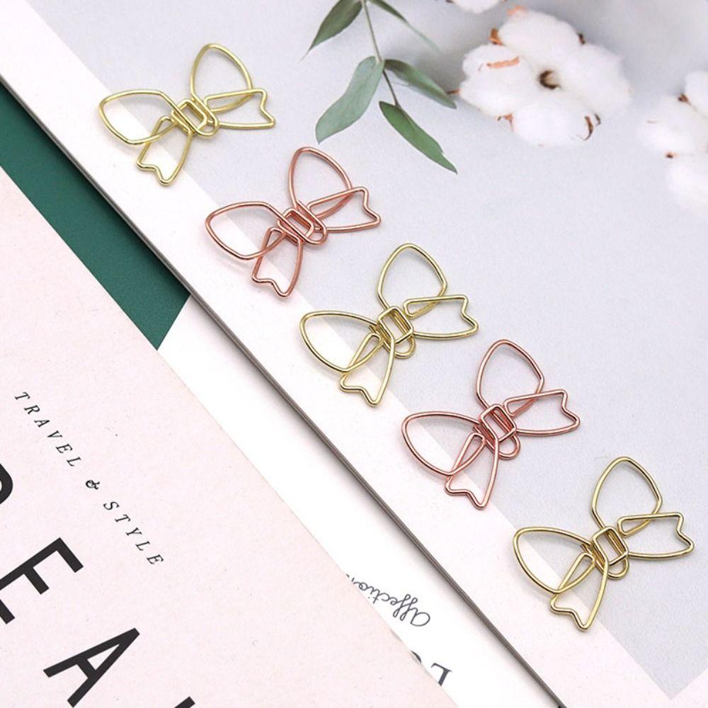 10PCS Special-shaped Bookmark Clip Metal Paper Clamps Stationery Bowknot Paper Clips  Office/School