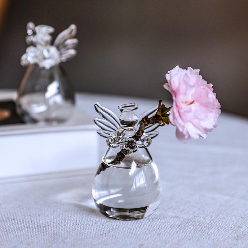 French Mini Angel Vase for Hydroponic & Dried Flowers - Creative Glass Ornament
