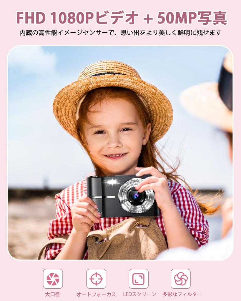 Digital Camera [FHD Video Recording, 50 Megapixels] with 32GB Micro SD Card, AF Autofocus, Compact Camera, Large 2.7-inch Screen, 16x Zoom,