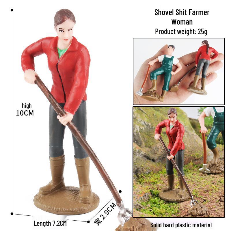 Plastic Farm Figures: Farmer, Woman, Ranch Worker, Police