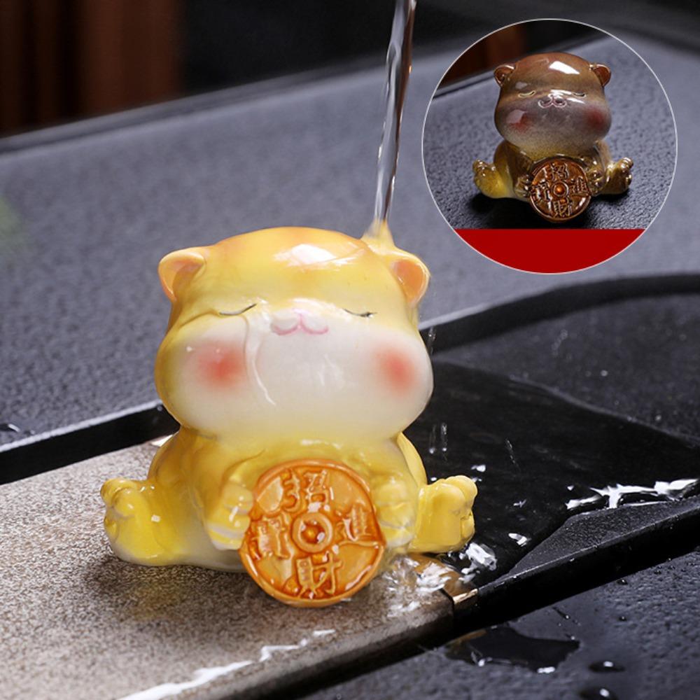 Handmade Colorable Tea Pet Figurines Desktops Animal Ornament  Can Raise Fortune