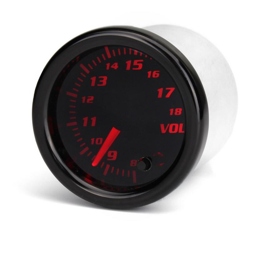 12V Universal 2" 52mm Auto Volt Voltage Gauge Meter 7 Color LED Display Tinted F
