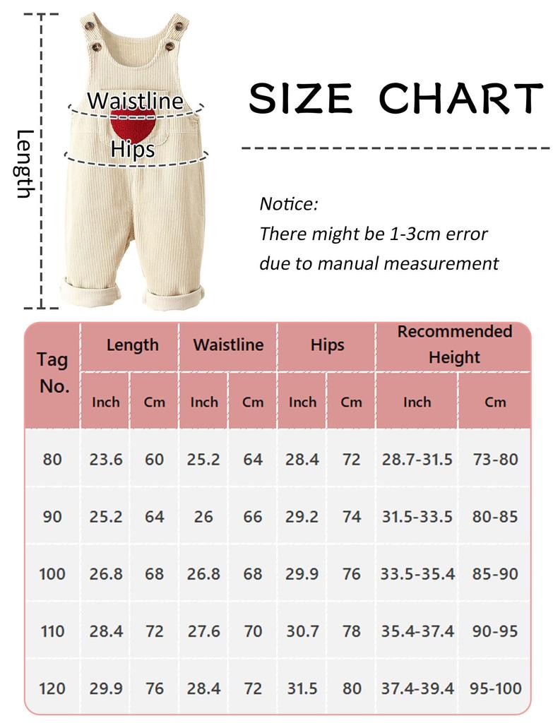 Toddler Front 120 [AIEOE] Children's Clothing, Overalls, Boys, Girls, Salopettes, Kids, Rompers, Coveralls, Autumn/winter, Cute, Heart, Pocket,