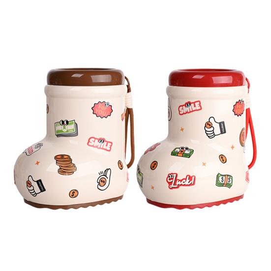 Cartoon Boot Piggy Bank Sticker Coin Toddlers Boys Girls Cash Container with DIY Money Saving Box
