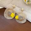 Beach Jewelry Rattan Weave Earrings Flower Straw Hat Earring Sweet Lafite Grass Hat Earrings  Women